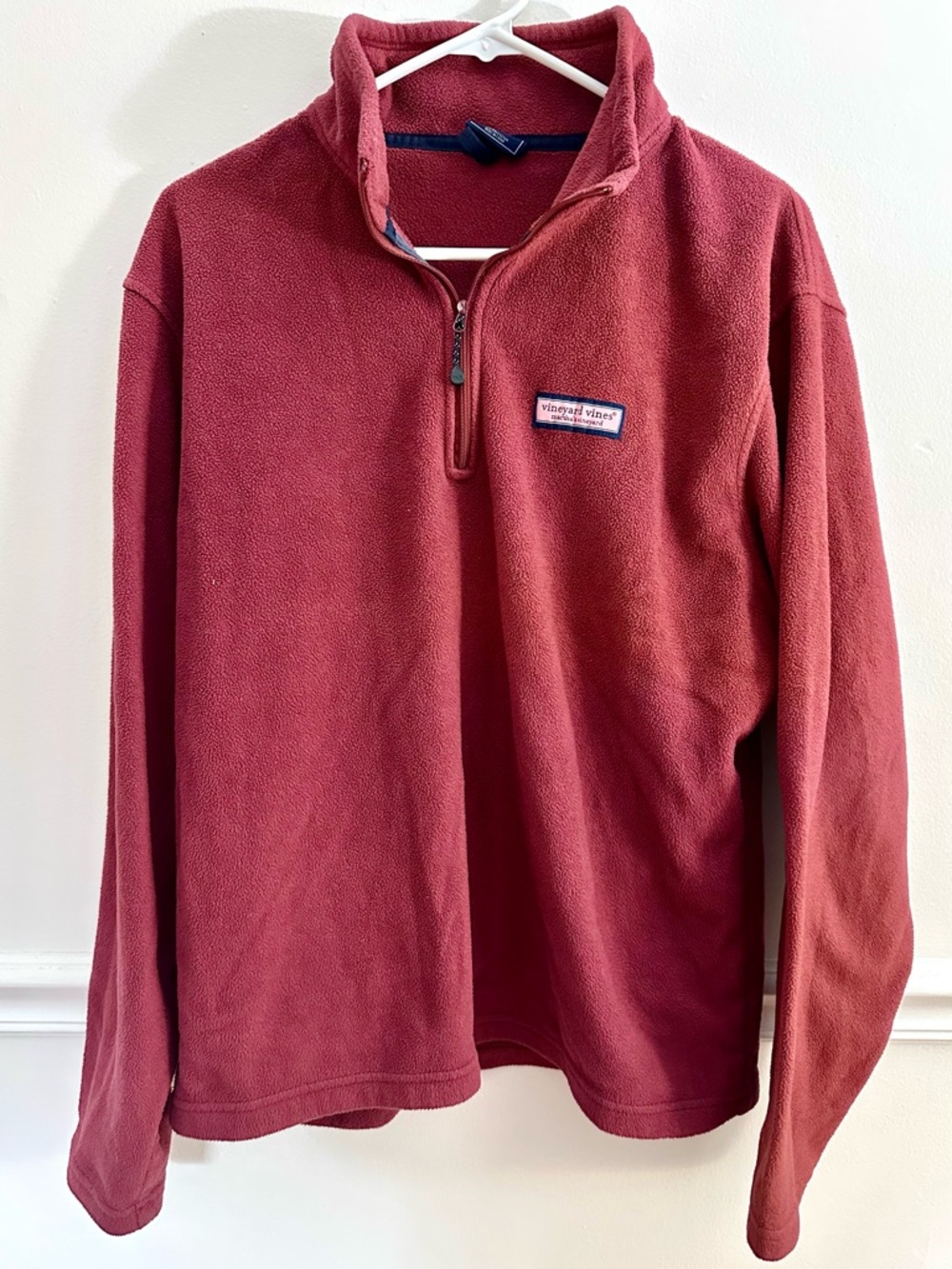 Vineyard Vines Mahogany Red 1/4 Zip Fleece Pullover Whale Logo Large